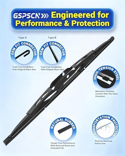 GSPSCN 13 Inch Rear Wiper Blade, OEM Quiet Streak-Free Rear Window Wiper