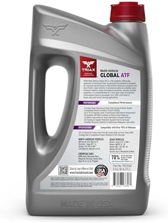 TRIAX Multi-Vehicle Global ATF Full Synthetic | Compatible with Honda DW-1, Dexron III, Dexron VI, Mercon V, Nissan Matic, ATF +4, TES 295 & More | OEM Grade Automatic Transmission Fluid (5 Quart)