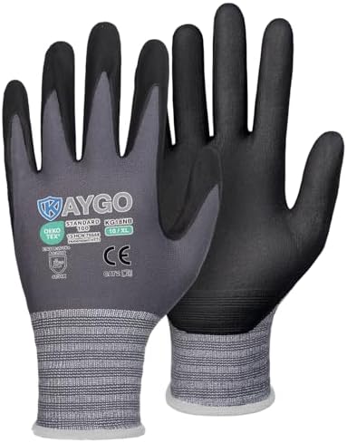 KAYGO Safety Work Gloves, MicroFoam Nitrile Coated, Men Women,KG18N