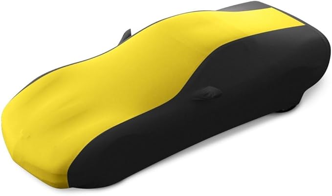 SR1 USA C4 Corvette Indoor Car Cover - Custom Fit Ultraguard Stretch Satin Sport Series - The Ultimate High End Fit for 1984-1996 C4, Z51, GS, ZR1 Convertible, Hardtop Corvettes (Yellow/Black)