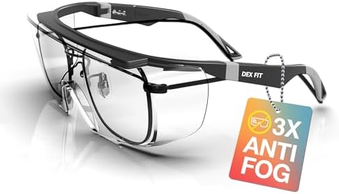 DEX FIT Safety Glasses SG210 Series - Anti-Fog & Scratch Resistant Z87.1 Certified, Adjustable Temples