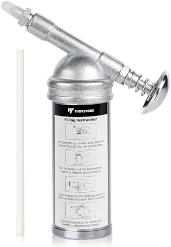 Thorstone 3oz Mini Grease Gun, Push-Type One Hand Design with Needle Nozzle