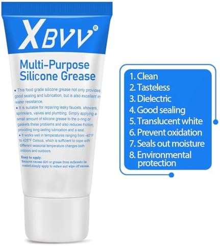 XBVV Plumber Silicone Grease Lubricant for Plumbing Faucet Valve O-Rings Rubber Washer 1-Pack 1 oz Tube with Brush