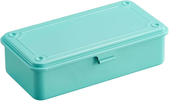 sugimura-ya TOYO Steel Tool Box T-190 SE (Summer Emerald Green) H7.99×W4.29×D2.20inch Steel Trunk For Pegs, Metal fittings, Pen, Accessory, And Utility Knife Made In Japan