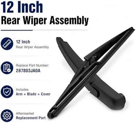 Hoypeyfiy 12 inch Rear Windshield Wiper Blade with Window Wiper Cap Cover Replacement for Nissan Pathfinder 2013-2018 Rogue 2014-2018 287803JA0A