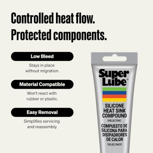 Super Lube Silicone Heat Sink Compound - Thermally Conductive for Heat Transfer - High Dielectric Strength Thermal Compound - Ideal for Electrical Devices & Components - White - Tube - 3 oz (98003)