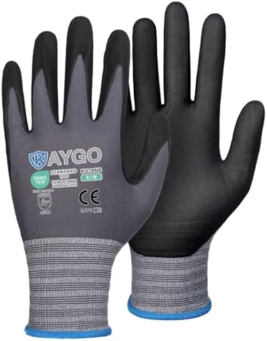 KAYGO Safety Work Gloves, MicroFoam Nitrile Coated, Men Women,KG18N