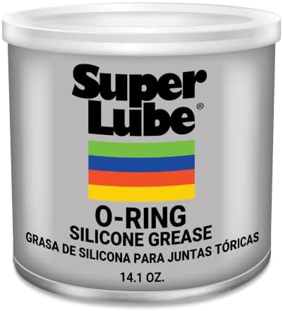Super Lube O-Ring Silicone Grease - Non-Curing Silicone Compound - for O-Rings, Vacuum Systems & Valve Components - Heat Stable & Moisture Resistant - Translucent White - Canister - 14.1 oz (93016)