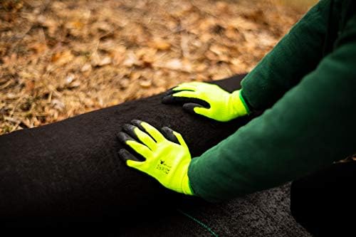 G & F High-Visibility Gardening Gloves for Men & Women, 6 Pairs - Eco-Friendly Recycled Microfoam Nitrile-Coated Grip, Breathable for Yard Work, Weeding & Pruning, Medium, Green