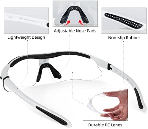 ROCKBROS Photochromic Pickleball Glasses Men Women UV400 & Head Strap