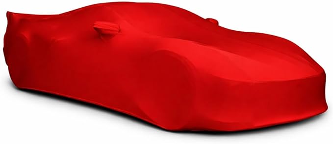 SR1 Performance USA Ultraguard Corvette Car Cover Custom Fit for C8 Corvette (2020-2026) – Indoor Stretch Satin Dust Protection, Soft Breathable Snug Fit (Red)