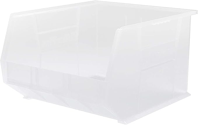 Akro-Mils 30270 AkroBins Plastic Storage Bins, Space-Saving Stackable Bins for Garage, Pantry, Craft Organization, 18" x 16" x 11", Clear, 3-Pack