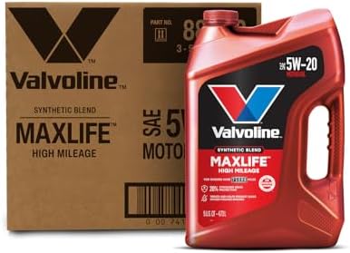Valvoline MaxLife High Mileage 5W-20 Synthetic Blend Motor Oil 5 Quart, Pack of 3
