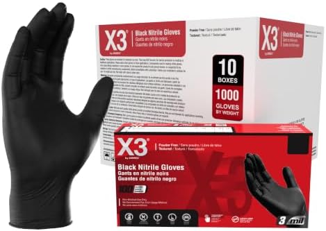 X3 Nitrile Disposable Gloves Latex Free 3 mil Black for Cooking Food Prep
