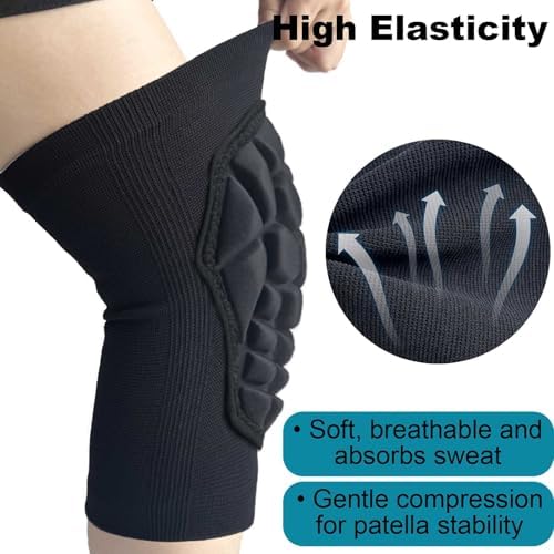 Men Women Knee Pads for Volleyball, Soft Breathable Elastic Sleeve, Black L