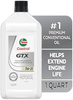Castrol GTX 5W-20 Synthetic Blend Motor Oil, 1 Quart, Pack of 6