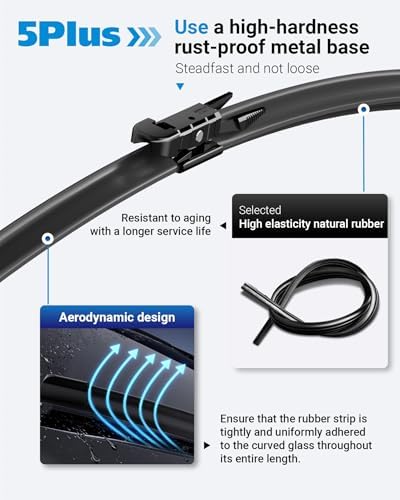 5 PLUS Custom-Fit Wipers fits 2013-2020 Ford Fusion Wiper Blades