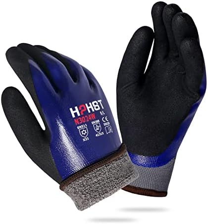 Waterproof Work Gloves,Winter Work Heavy Duty Oil Resistant Gardening with Nitrile Coating