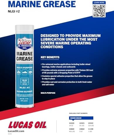 Marine Grease 10320 | Overbased Calcium Sulfonate Formula | 14 Ounce Tube | for Marine Trailer Wheel Bearing/Trailer Chassis Lubrication and Outboards | 2 Pack Special