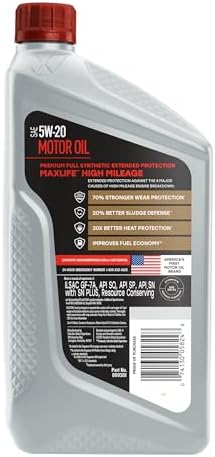 Valvoline Extended Protection High Mileage with Ultra MaxLife Technology 5W-20 Full Synthetic Motor Oil 1 QT, Case of 6