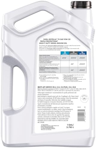 Shell Rotella T4 Triple Protection 10W-30 Diesel Engine Oil, 1 Gallon (3 Pack)