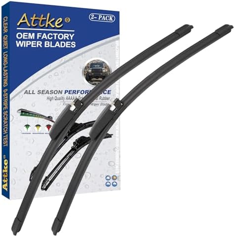 ATTKE Front Windshield Wiper Blades for Audi A4 S4 RS4 A6 S6 Audi Allroad 2002-2008 Genuine Replacement Wiper Blade Set 22"/22" (Set of 2)