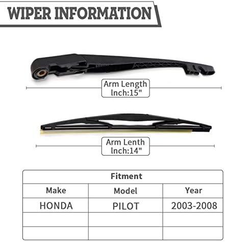 Rear Windshield Wiper Arm & Blade Assembly for Honda Pilot 2003-2008