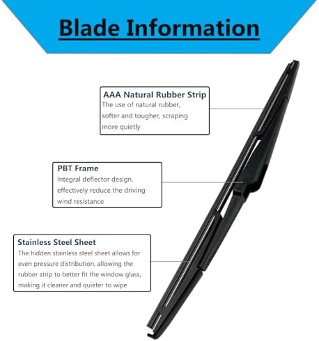 Rear Wiper Blade-13" Rear Windshield Wiper Blades for Hyundai Santa Fe 2013-2022 / Santa Fe XL 2013-2019 / Santa Fe Sport 2013-2018, Back Glass Wiper Blade for Original Equipment Replacem