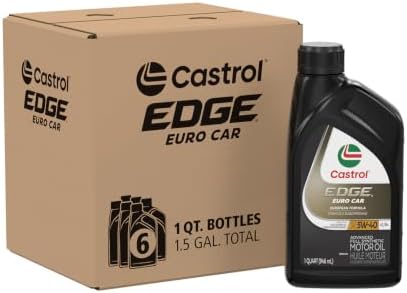 Castrol EDGE Euro 5W-40 A3/B4 Advanced Full Syn Motor Oil, 1 Qt, 6 Pack