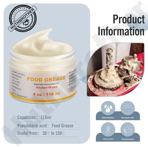 4 Oz Food Grade Grease for Kitchen Aid Stand Mixer - by Huthbrother, Universally for Kitchen Stand Mixer, Mixer Gear Attachments, Include Gasket 9709511 4162324 with Spatula