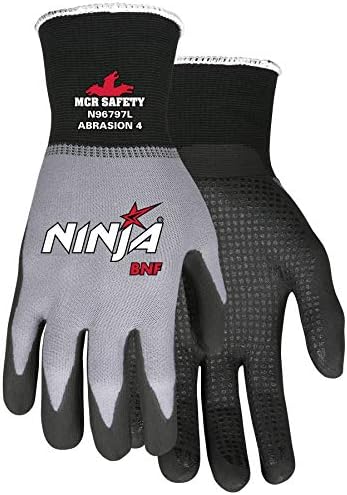 MCR Safety N96797XXL Ninja Work Gloves, 2X-Large, Gray, 1-Pair