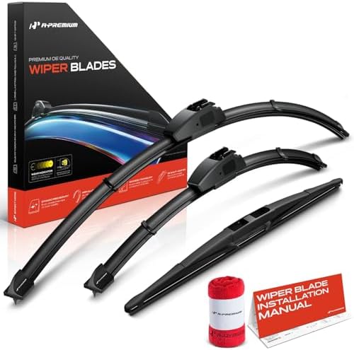 A-Premium 28"+18"+14" Windshield Wiper Blades with Wear Indicator & Towel