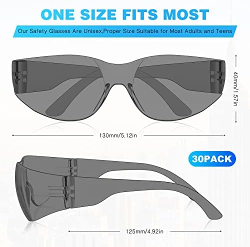 WFEANG 30 Pack Smoke Safety Glasses for Men Women, ANSI Z87.1 Work Glasses