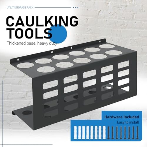 Metal Wall Mount Caulk Tube Holder Rack, Black