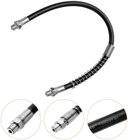HARFINGTON Grease Gun Hose 15.7" 10000 PSI Spring Flex High Pressure Quick Release Grease Replacement with Coupler 1/8" NPT Threads for Grease Gun, Black
