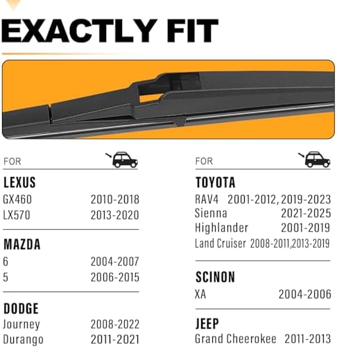 AUTOBOO 12" Rear Wiper Blade Replacement for Toyota RAV4 Highlander Sienna
