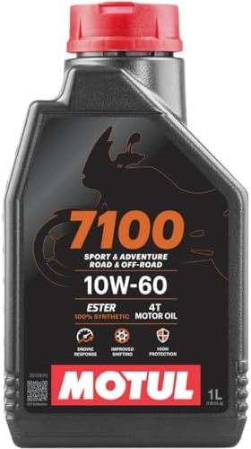 Motul 7100 4T 10W-60 100% Synthetic Ester Motorcycle Oil - JASO MA2 API SP Wet Clutch Compatible for Indian Moto Guzzi MV Agusta High-Performance Engines - 1L