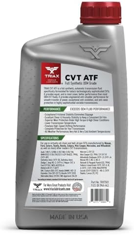 TRIAX CVT ATF – Universal Full Synthetic CVT Transmission Fluid (Green) – for Nissan NS-3, NS-2, Subaru CVTF-II, Honda HCF-2, Toyota CVT FE & Many More (1 Quart)