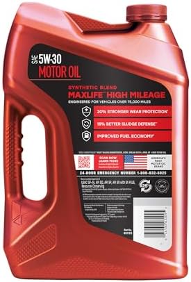 Valvoline High Mileage with MaxLife Technology SAE 5W-30 Synthetic Blend Motor Oil 5 QT, Case of 3 (Packaging May Vary)