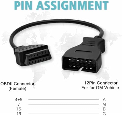 OBD1 to OBD2 Adapter Fit for GM 12Pin to 16 Pin Diagnostic Cable