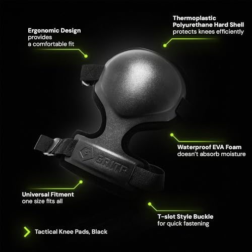 GRITR Tactical Knee Pads - Heavy Duty Professional Knee Protectors, Black
