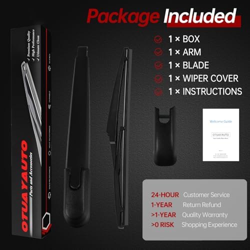 OTUAYAUTO Rear Windshield Wiper Arm Blade Set - Replacement for Toyota RAV4 2019-2023 - Factory Style Back Wiper Cover Accessories Assembly for Rear Window