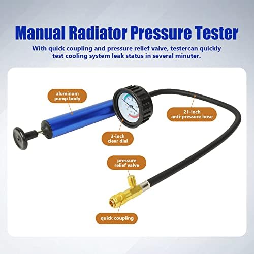 Yonligonju 18pack Universal Radiator Pressure Leak Tester Kit, Automotive coolant Pressure Tester kit for Motorcycle Car Truck (Red)