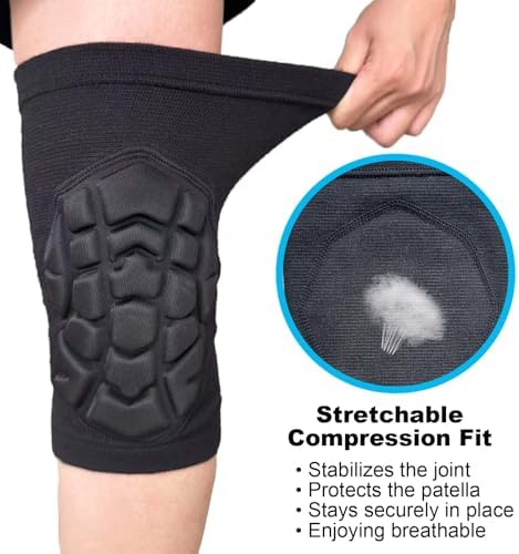 Knee Pads for Wrestling Men Women - Lightweight & Elastic Sleeves, Black L