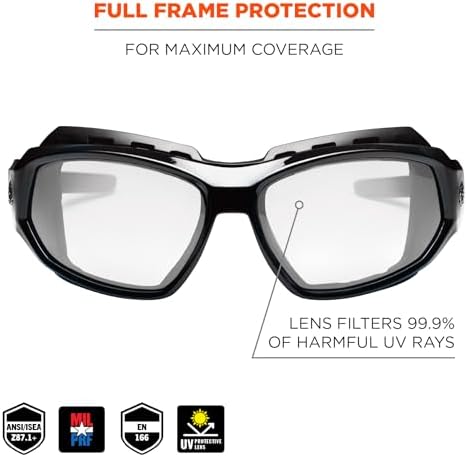 Ergodyne Skullerz LOKI Convertible Safety Spoggles- Includes Foam Gasket and Strap to Convert to Goggle, ANSI z87.1