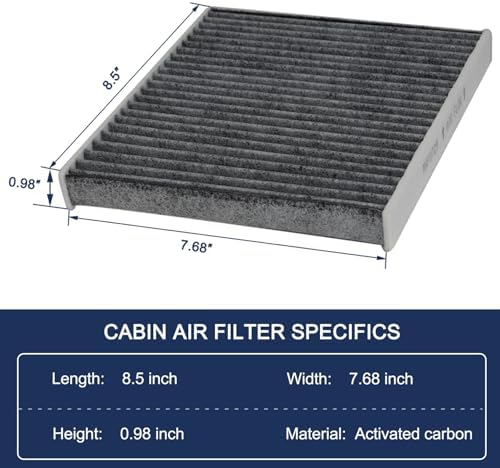 Cabin Air Filter for Dodge Journey (2009-2020), Jeep Patriot (2007-2017),Ram 1500/2500/3500 (2011-2015), Jeep Compass (2007-2017), Chrysler 200, w/Activate Carbon -2 Pcs, Replace # 5058693AA, CF10729