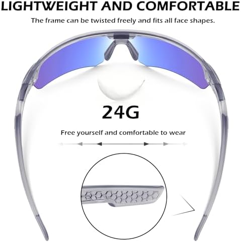 OXG 6 Pack Safety Glasses, Scratch Resistant Wraparound Lenses ANSI Z87.1 Protective Eyewear for Unisex