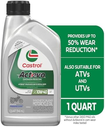 Castrol Actevo 4T 10W-40 Synthetic Blend Motorcycle Oil, 1 Quart, Pack of 6
