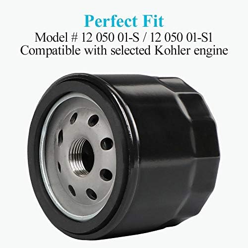 HOODELL 2 Pack 12 050 01-S Oil Filter for Kohler Engine Lawn Mower, Troy Bilt Bronco 12 050 01, Professional 1205001-S 12 050 01-S1 Oil Filter