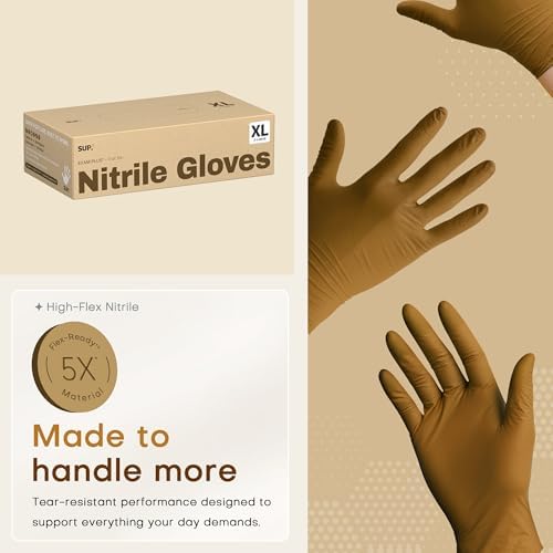 Supmedic SUP Exam Plus® Nitrile Gloves, Powder-Free Disposable, Trail Tan